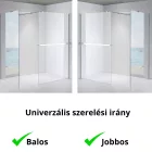 Stuxi Milano Kombi Plus 1 Walk-in zuhanyfal, 120x100 cm, 8 mm vastag vízlepergető biztonsági üveggel, polccal és törölközőtartóval