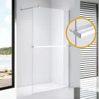 Stuxi Milano Plus Walk-in zuhanyfal, 100x200 cm, 8 mm vastag vízlepergető biztonsági üveggel, króm profillal, távtartóval, polccal és törölközőtartóval
