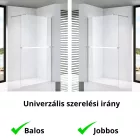 Stuxi Milano Plus Walk-in zuhanyfal, 100x200 cm, 8 mm vastag vízlepergető biztonsági üveggel, króm profillal, távtartóval, polccal és törölközőtartóval