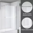 Stuxi Milano Plus Walk-in zuhanyfal, 100x200 cm, 8 mm vastag vízlepergető biztonsági üveggel, króm profillal, távtartóval, polccal és törölközőtartóval