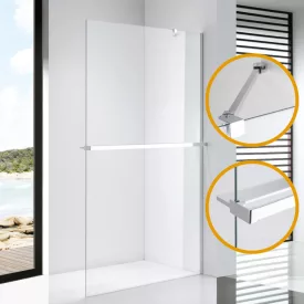   Stuxi Milano Easy Plus Walk-in zuhanyfal, 70x200 cm, 8 mm vastag vízlepergető üveggel, helytakarékos stabilizátorral, polccal, törölközőtartóval