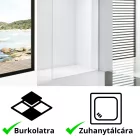 Stuxi Milano Easy Plus Walk-in zuhanyfal, 100x200 cm, 8 mm vastag vízlepergető üveggel, helytakarékos stabilizátorral, polccal, törölközőtartóval
