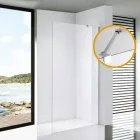 Stuxi Milano Easy Walk-in zuhanyfal, 140x200 cm, 8 mm vastag vízlepergető biztonsági üveggel, 200 cm magas, helytakarékos stabilizátorral