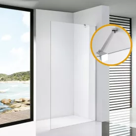   Stuxi Milano Easy Walk-in zuhanyfal, 70x200 cm, 8 mm vastag vízlepergető biztonsági üveggel, 200 cm magas, helytakarékos stabilizátorral