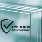 Stuxi Milano Walk-in zuhanyfal, 90x200 cm, 8 mm vastag vízlepergető biztonsági üveggel, króm profillal és távtartóval