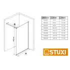 Stuxi Milano Walk-in zuhanyfal, 90x200 cm, 8 mm vastag vízlepergető biztonsági üveggel, króm profillal és távtartóval
