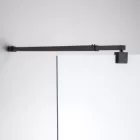 Stuxi Milano Plus Black Walk-in zuhanyfal, 70x200 cm, 8 mm vastag vízlepergető biztonsági üveggel, matt fekete profillal, távtartóval, polccal és törölközőtartóval