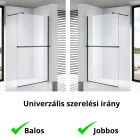 Stuxi Milano Plus Black Walk-in zuhanyfal, 70x200 cm, 8 mm vastag vízlepergető biztonsági üveggel, matt fekete profillal, távtartóval, polccal és törölközőtartóval