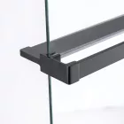 Stuxi Milano Plus Black Walk-in zuhanyfal, 70x200 cm, 8 mm vastag vízlepergető biztonsági üveggel, matt fekete profillal, távtartóval, polccal és törölközőtartóval