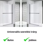 Stuxi Milano Easy Plus Black Walk-in zuhanyfal, 140x200 cm, 8 mm vastag vízlepergető üveggel, helytakarékos stabilizátorral, polccal, törölközőtartóval