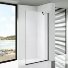 Stuxi Milano Easy Black Walk-in zuhanyfal, 140x200 cm, 8 mm vastag vízlepergető biztonsági üveggel, 200 cm magas, helytakarékos stabilizátorral