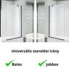 Stuxi Milano Easy Black Walk-in zuhanyfal, 140x200 cm, 8 mm vastag vízlepergető biztonsági üveggel, 200 cm magas, helytakarékos stabilizátorral