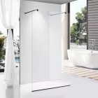 Stuxi Milano Light Black falsíkra szerelhető Walk-in zuhanyfal, 140x200 cm, 8 mm vastag vízlepergető biztonsági üveggel, két távtartóval