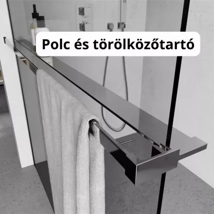 Stuxi Zuhanyfal kiegészítő króm polc és törölközőtartó 140 cm, vágható