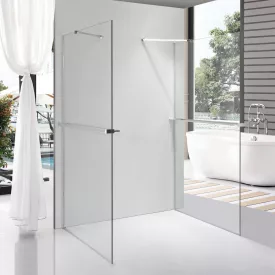   Stuxi Milano Gate Plus 2 falsíkra szerelhető, két oldalfalas walk-in zuhanyfal, 70x70 cm, 8 mm vastag vízlepergető biztonsági üveggel, helytakarékos sarokmerevítőkkel