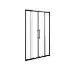 Stuxi Sydney Black 140 cm széles két tolóajtós zuhanyajtó 6 mm vastag vízlepergető biztonsági üveggel, fekete elemekkel, 200 cm magas