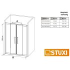 Stuxi Sydney Black 120 cm széles két tolóajtós zuhanyajtó 6 mm vastag vízlepergető biztonsági üveggel, fekete elemekkel, 200 cm magas