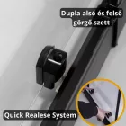 Stuxi Sydney Black 150 cm széles két tolóajtós zuhanyajtó 6 mm vastag vízlepergető biztonsági üveggel, fekete elemekkel, 200 cm magas