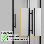 Stuxi Sydney Black 110 cm széles toló zuhanyajtó 6 mm vastag vízlepergető biztonsági üveggel, fekete elemekkel, 200 cm magas