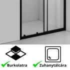 Stuxi Sydney Black 120 cm széles toló zuhanyajtó 6 mm vastag vízlepergető biztonsági üveggel, fekete elemekkel, 200 cm magas