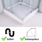 Stuxi Genova 90x90 cm szögletes két tolóajtós fehér hátfalas zuhanykabin 5 mm üveggel zuhanytálcával és csapteleppel