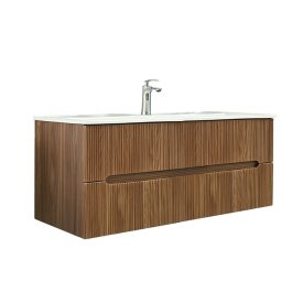   Trent 120 alsó fürdőszobabútor 1 medencés kerámia mosdóval 2 fiókos, sunset tölgy