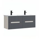 Trent 120 alsó fürdőszobabútor kerámia mosdóval (2 fiókos) fehér-antracit szürke
