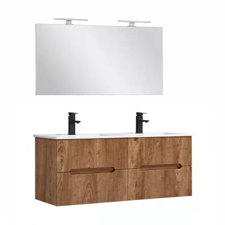 Trent Fürdőszobabútor 120 cm kerámia mosdóval tükörrel 60x120 cm sunset tölgy