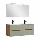 Trent Fürdőszobabútor 120 cm kerámia mosdóval tükörrel 60x120 cm sunset tölgy-zöld