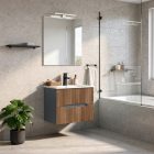 Trent 60 alsó fürdőszobabútor kerámia mosdóval (2 fiókos) antracit szürke-sunset tölgy