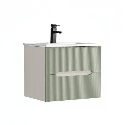 Trent 60 alsó fürdőszobabútor kerámia mosdóval (2 fiókos) fehér-zöld