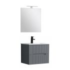 Trent Fürdőszobabútor 60 cm kerámia mosdóval (2 fiókos) tükörrel 60x80 cm antracit szürke