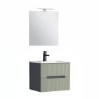 Trent Fürdőszobabútor 60 cm kerámia mosdóval (2 fiókos) tükörrel 60x80 cm antracit szürke-zöld