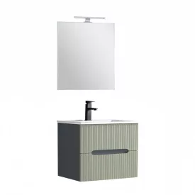   Trent Fürdőszobabútor 60 cm kerámia mosdóval (2 fiókos) tükörrel 60x80 cm antracit szürke-zöld