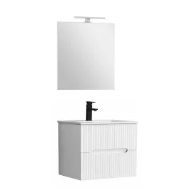  Trent Fürdőszobabútor 60 cm kerámia mosdóval (2 fiókos) tükörrel 60x80 cm fehér