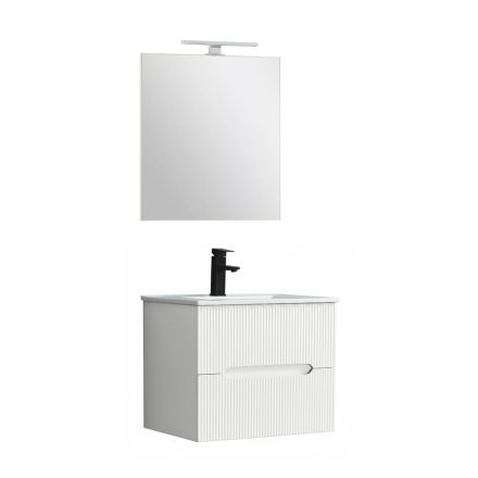 Trent Fürdőszobabútor 60 cm kerámia mosdóval (2 fiókos) tükörrel 60x80 cm fehér