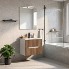 Trent Fürdőszobabútor 60 cm kerámia mosdóval (2 fiókos) tükörrel 60x80 cm fehér-sunset tölgy