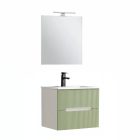 Trent Fürdőszobabútor 60 cm kerámia mosdóval (2 fiókos) tükörrel 60x80 cm fehér-világoszöld