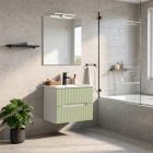 Trent Fürdőszobabútor 60 cm kerámia mosdóval (2 fiókos) tükörrel 60x80 cm fehér-világoszöld