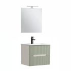 Trent Fürdőszobabútor 60 cm kerámia mosdóval (2 fiókos) tükörrel 60x80 cm fehér-zöld