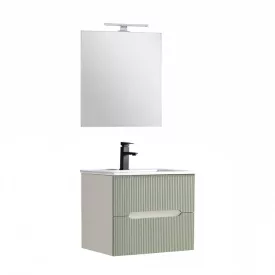  Trent Fürdőszobabútor 60 cm kerámia mosdóval (2 fiókos) tükörrel 60x80 cm fehér-zöld