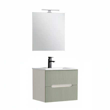 Trent Fürdőszobabútor 60 cm kerámia mosdóval (2 fiókos) tükörrel 60x80 cm fehér-zöld