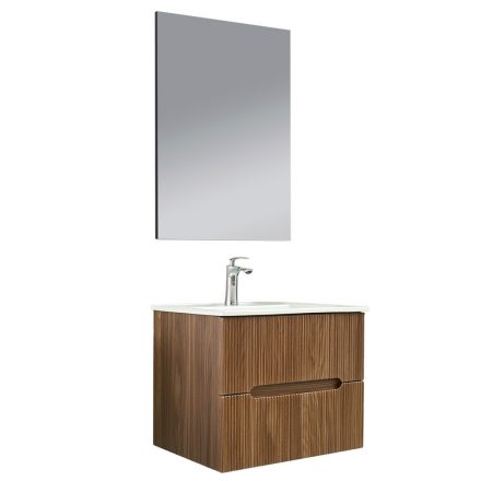 Trent Fürdőszobabútor 60 cm kerámia mosdóval (2 fiókos) tükörrel 60x80 cm sunset tölgy