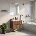 Trent Fürdőszobabútor 60 cm kerámia mosdóval (2 fiókos) tükörrel 60x80 cm sunset tölgy