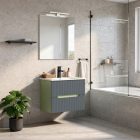 Trent Fürdőszobabútor 60 cm kerámia mosdóval (2 fiókos) tükörrel 60x80 cm világoszöld-antracit szürke