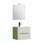 Trent Fürdőszobabútor 60 cm kerámia mosdóval (2 fiókos) tükörrel 60x80 cm világoszöld-fehér