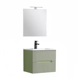   Trent Fürdőszobabútor 60 cm kerámia mosdóval (2 fiókos) tükörrel 60x80 cm világoszöld-zöld