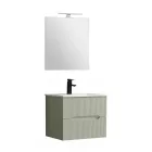 Trent Fürdőszobabútor 60 cm kerámia mosdóval (2 fiókos) tükörrel 60x80 cm zöld