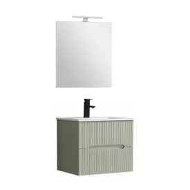  Trent Fürdőszobabútor 60 cm kerámia mosdóval (2 fiókos) tükörrel 60x80 cm zöld