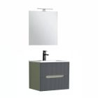Trent Fürdőszobabútor 60 cm kerámia mosdóval (2 fiókos) tükörrel 60x80 cm zöld-antracit szürke